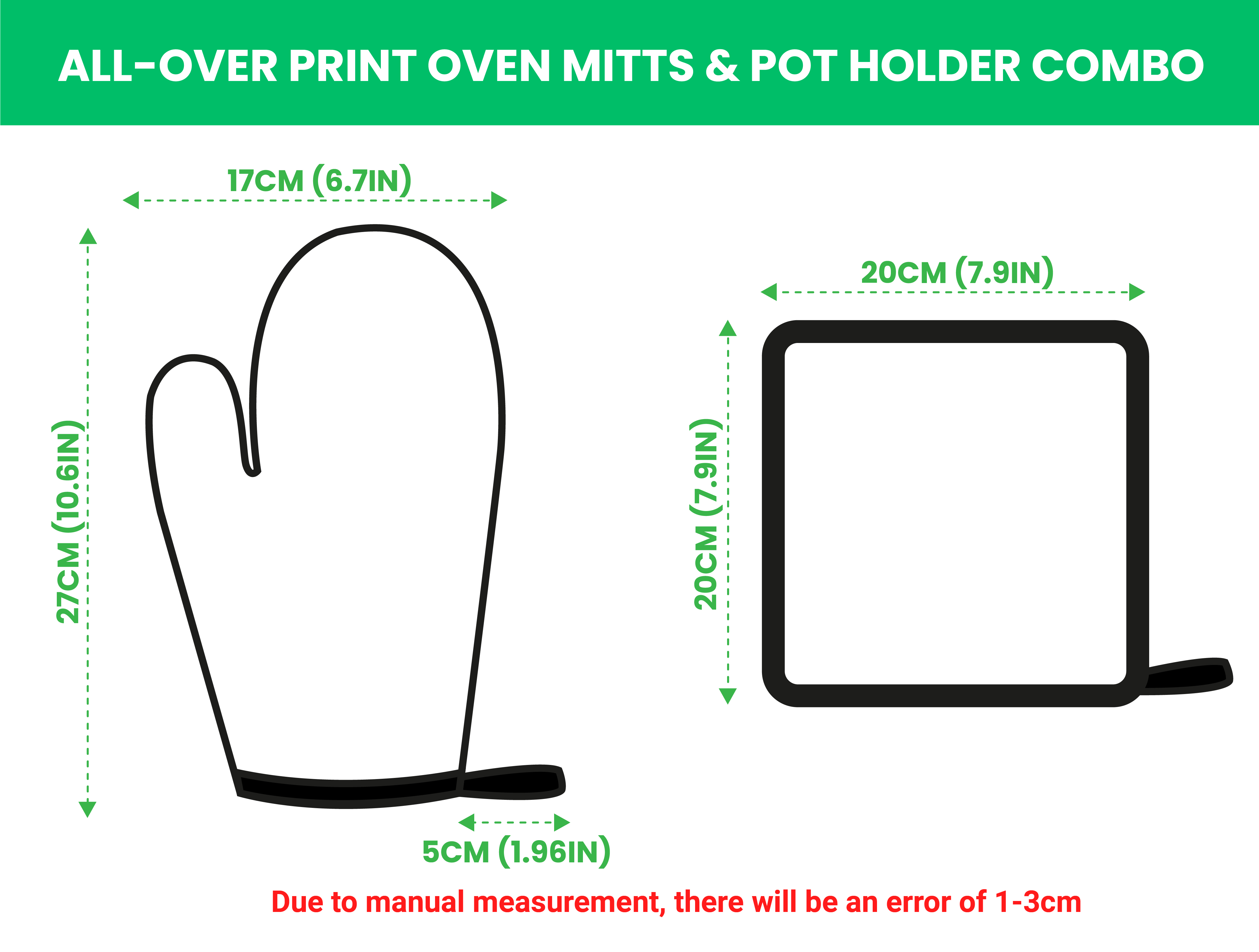 All-over Print Oven Mitts and Pot Holder Combo
