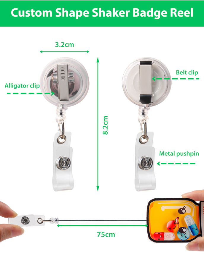 Custom Shape Shaker Badge Reel
