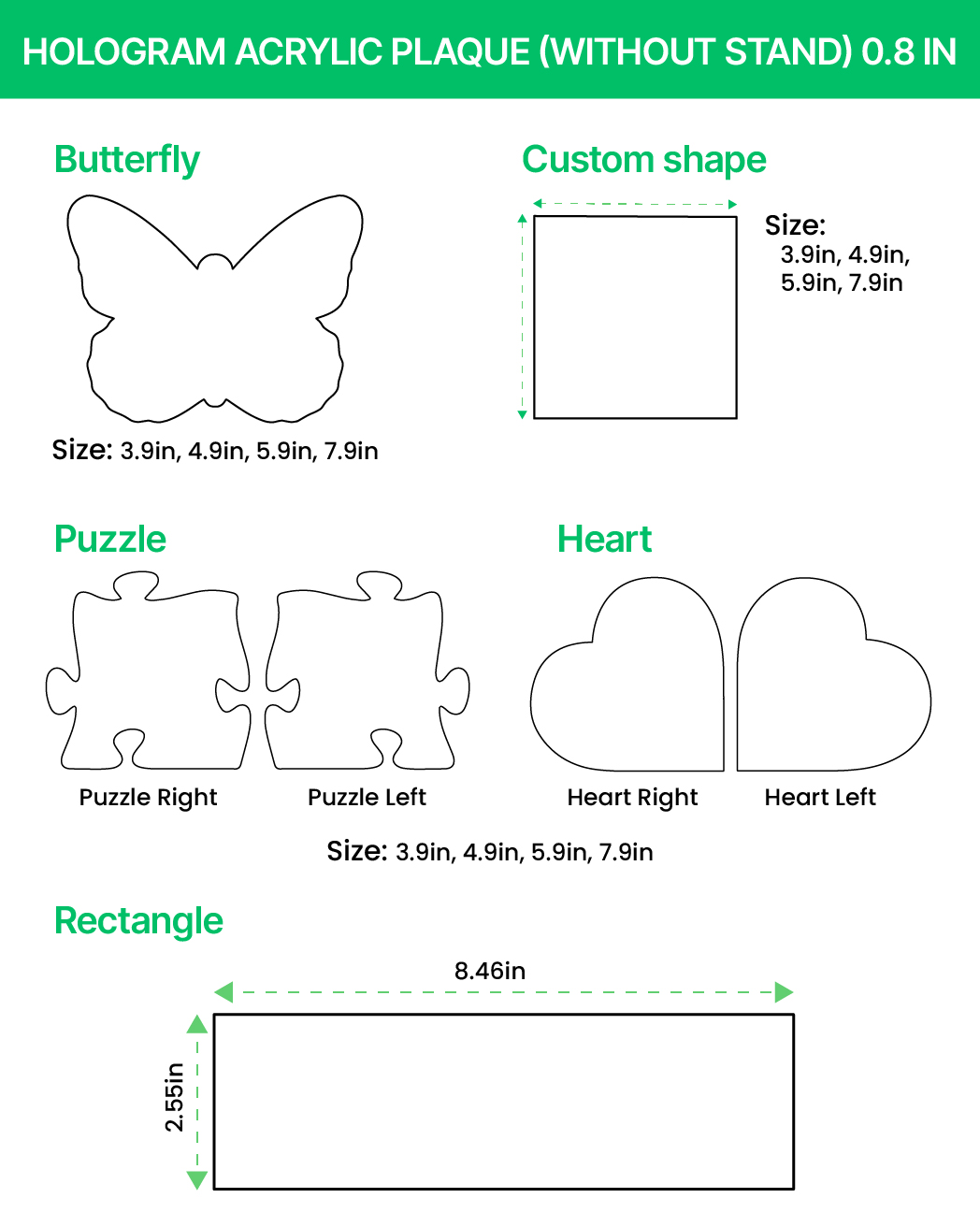  2-sided printed Hologram Acrylic Plaque (without stand) 0.8 IN
