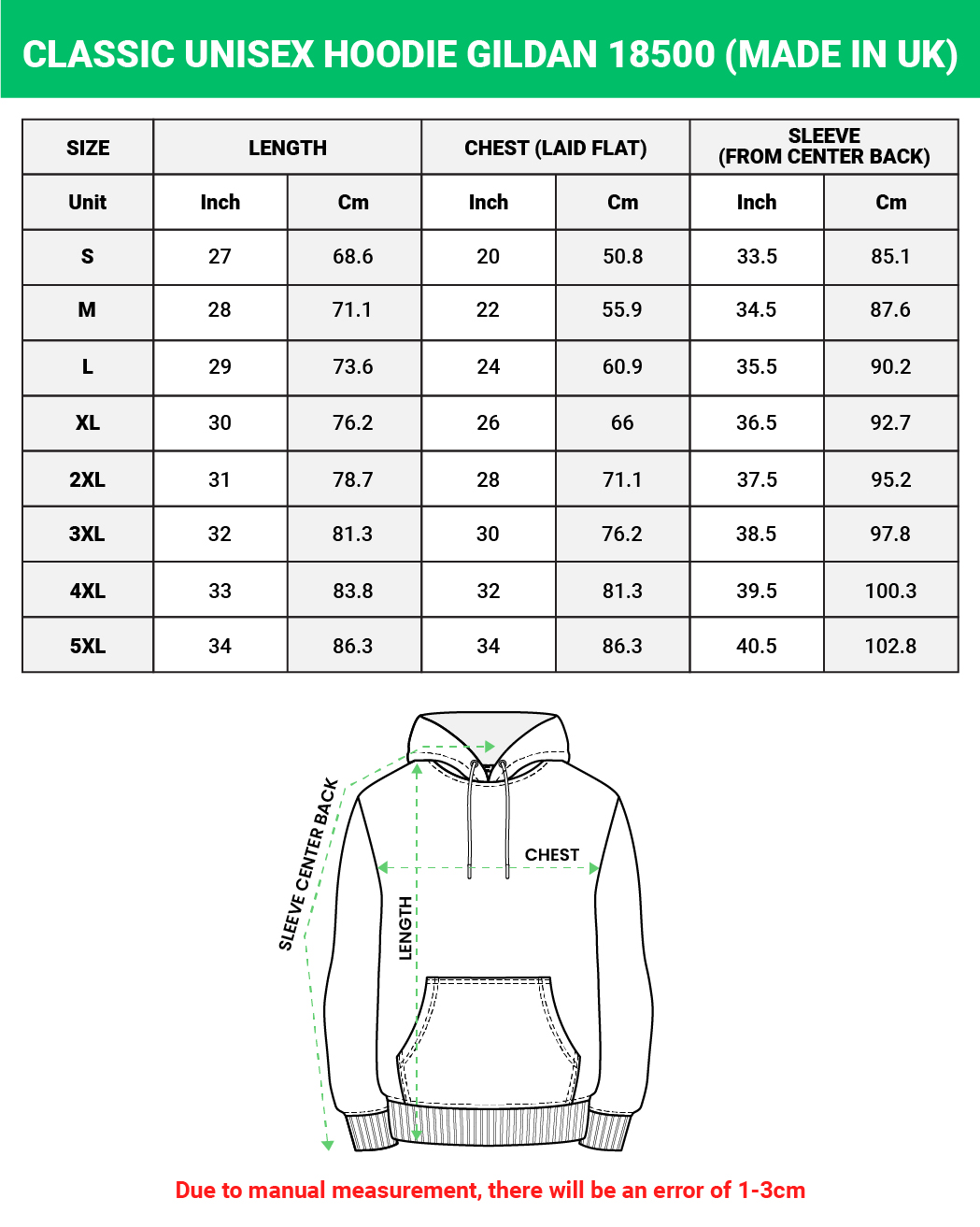 Classic Unisex Hoodie Gildan 18500 (Made In UK)