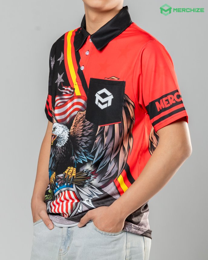 All-over Print Pocket Polo Shirt (Midweight)