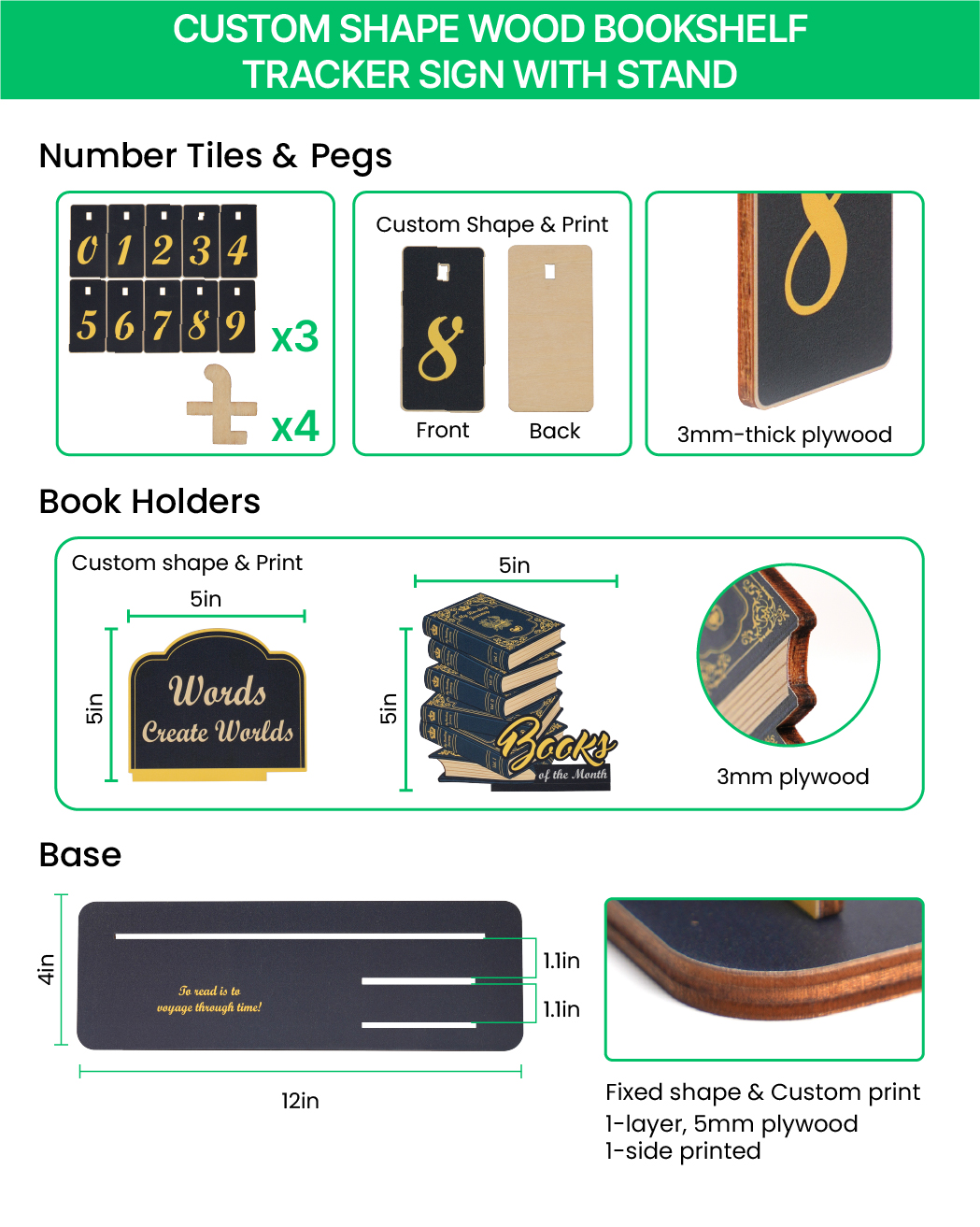Custom Shape Wood Tracker Sign With Book Holder
