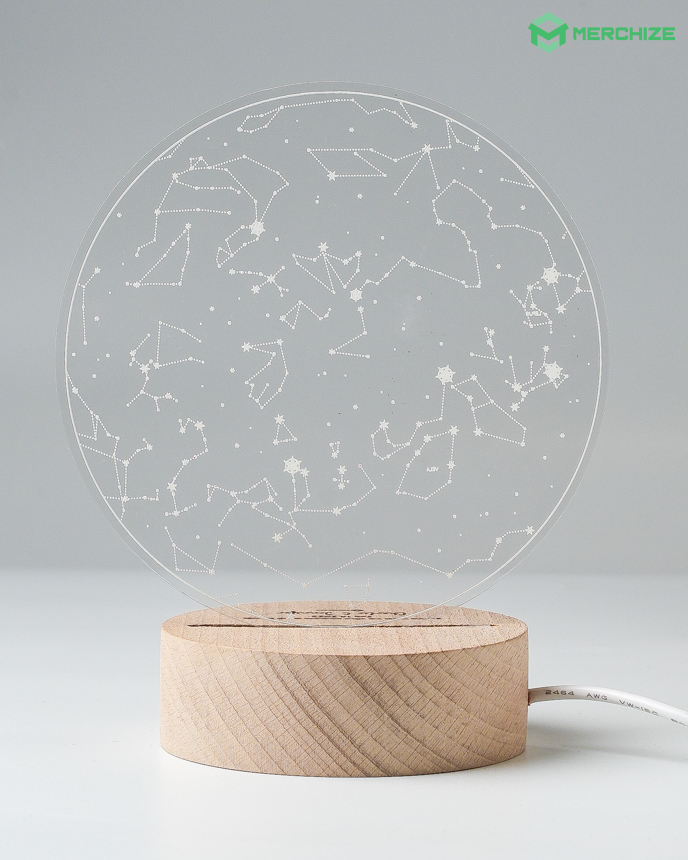 Custom picture night light with wood base