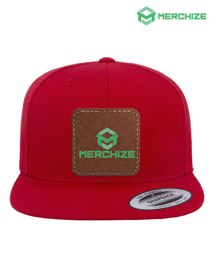Leather Patch Premium Flat Bill Snapback Cap 6089M (Made in US)