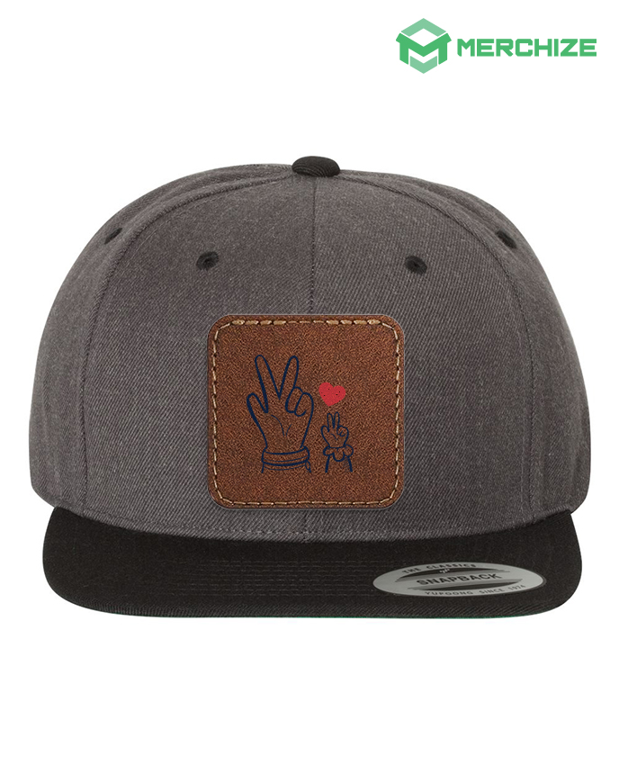 Leather Patch Premium Flat Bill Snapback Cap 6089M (Made in US)