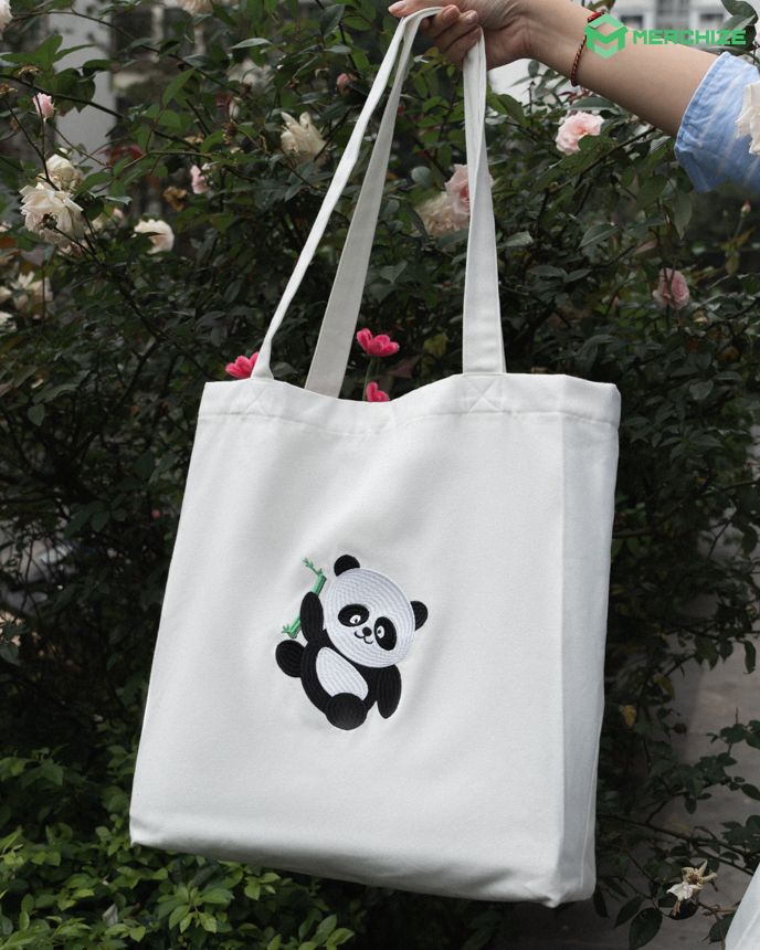 Embroidered Shopping Tote Bag