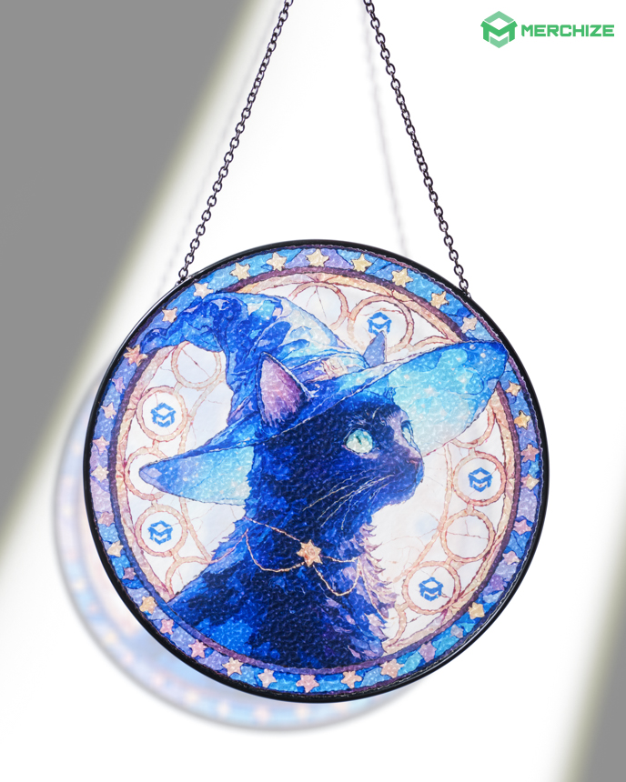 Stained glass suncatcher witch