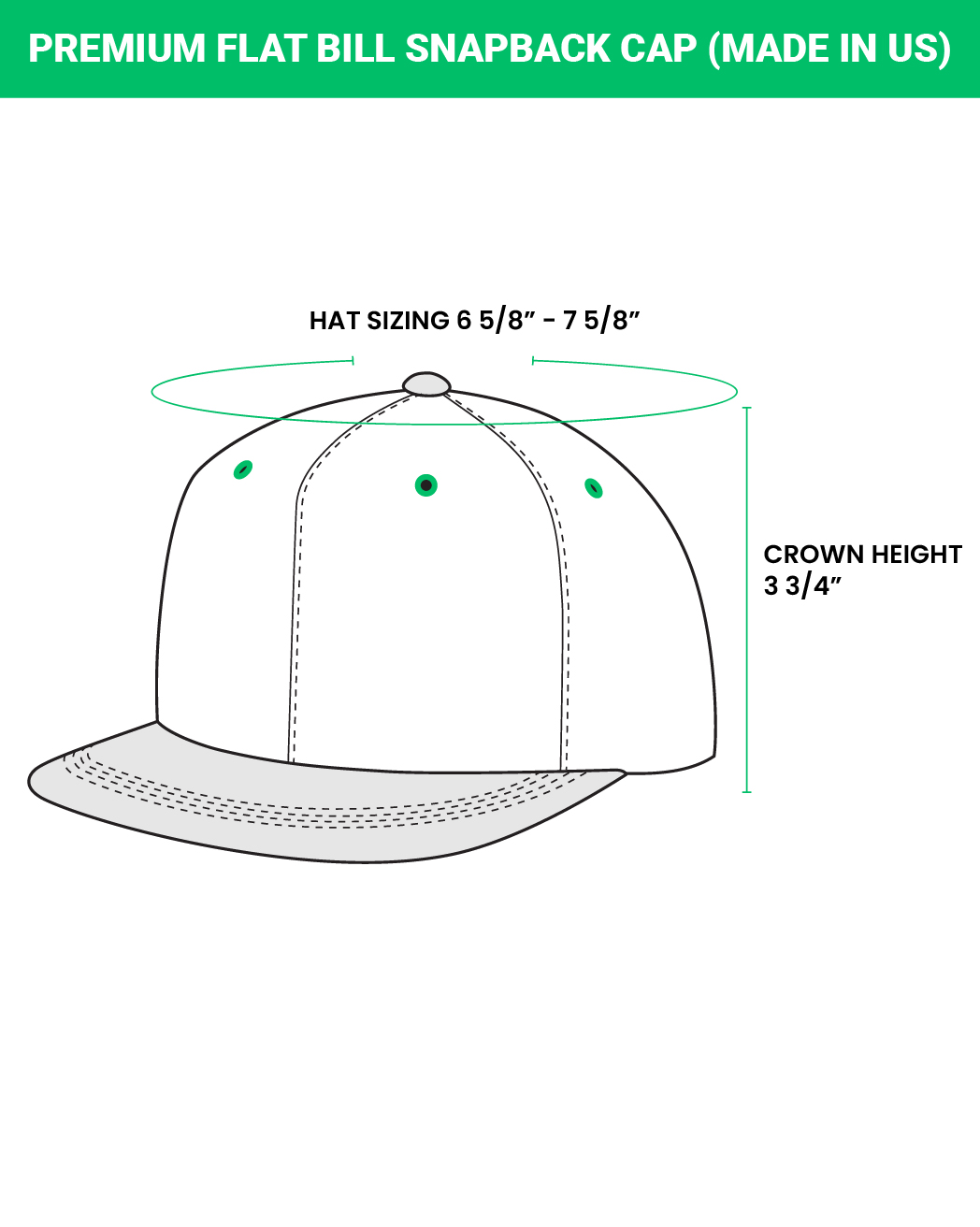 Leather Patch Premium Flat Bill Snapback Cap 6089M (Made in US)
