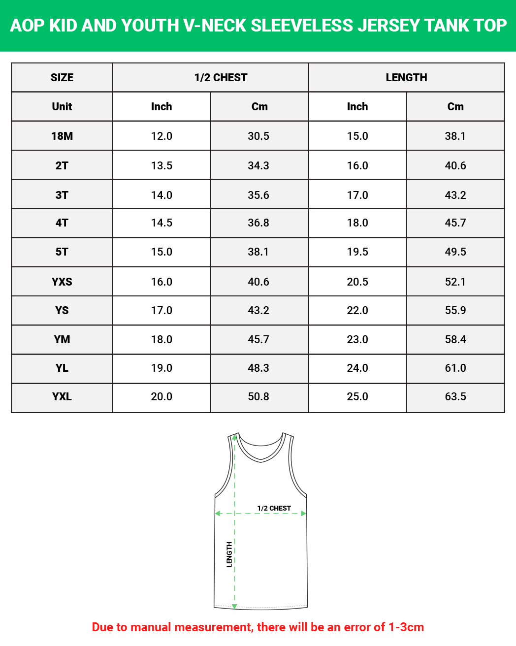 All-over Print Kid And Youth V-neck Sleeveless Jersey Tank Top 