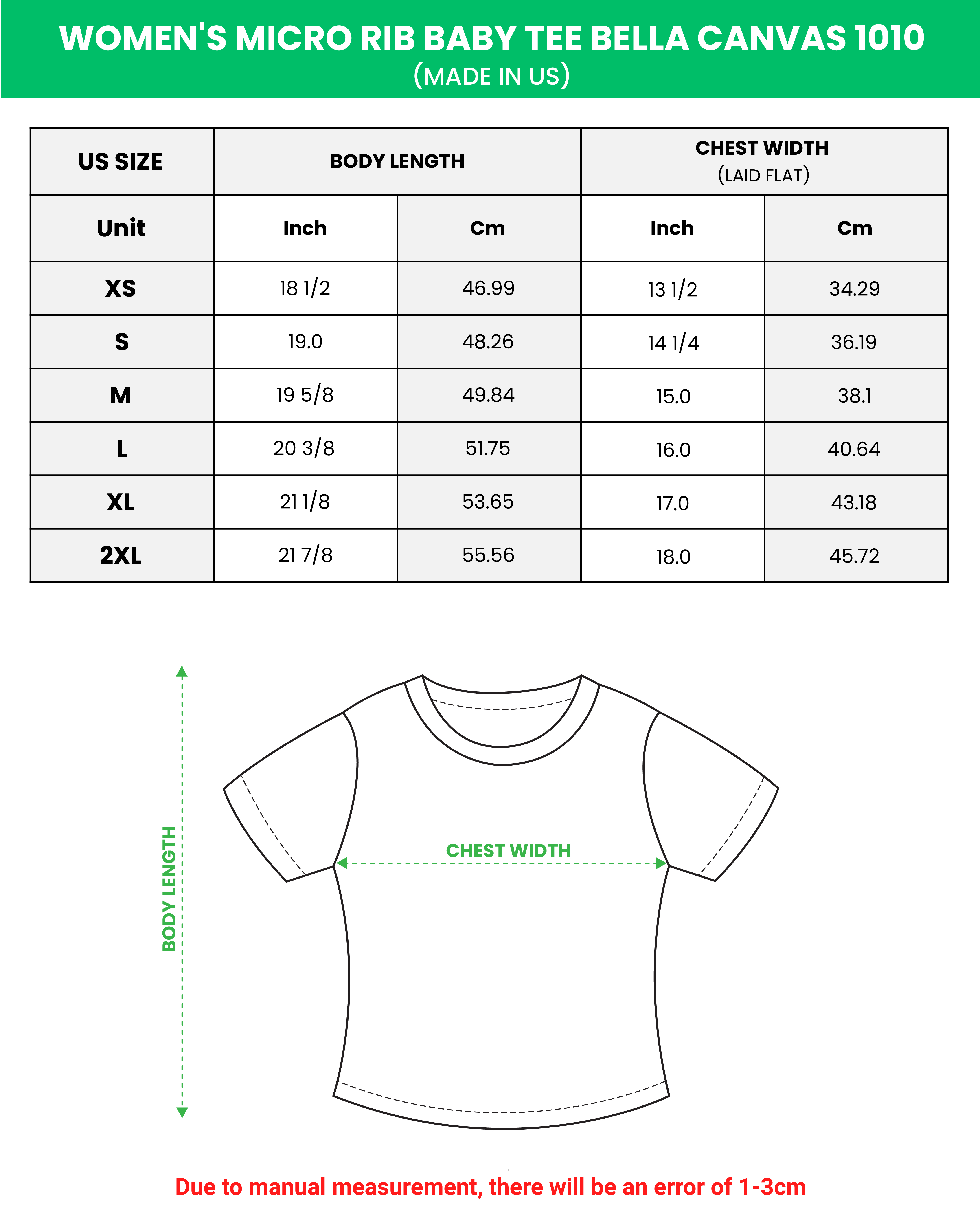 Women's Micro Rib Baby Tee Bella Canvas 1010  (Made in US)