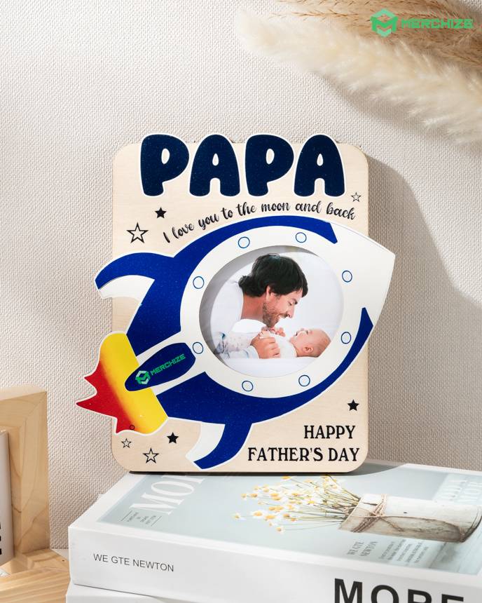 Papa I love you to the Moon And Back Wooden Frame