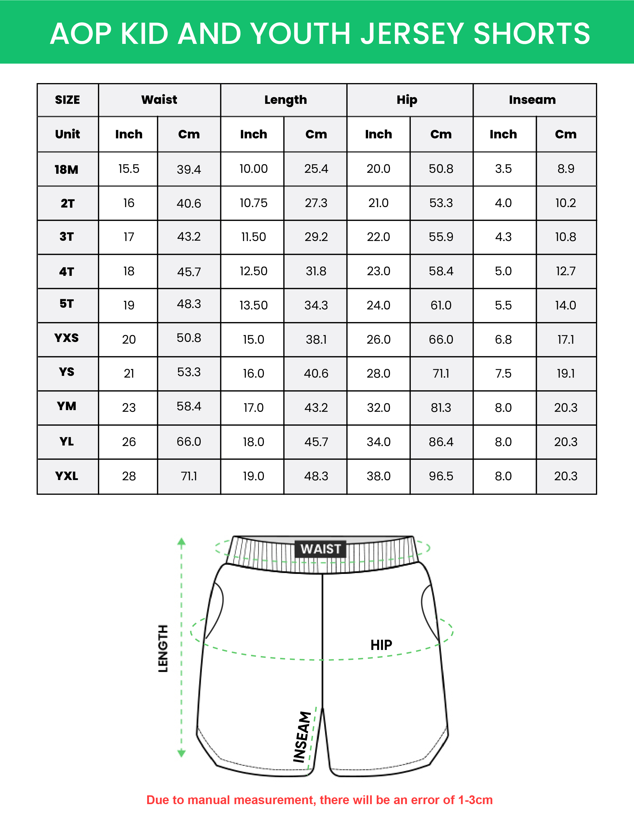All-over Print Kids and Youth Jersey Shorts
