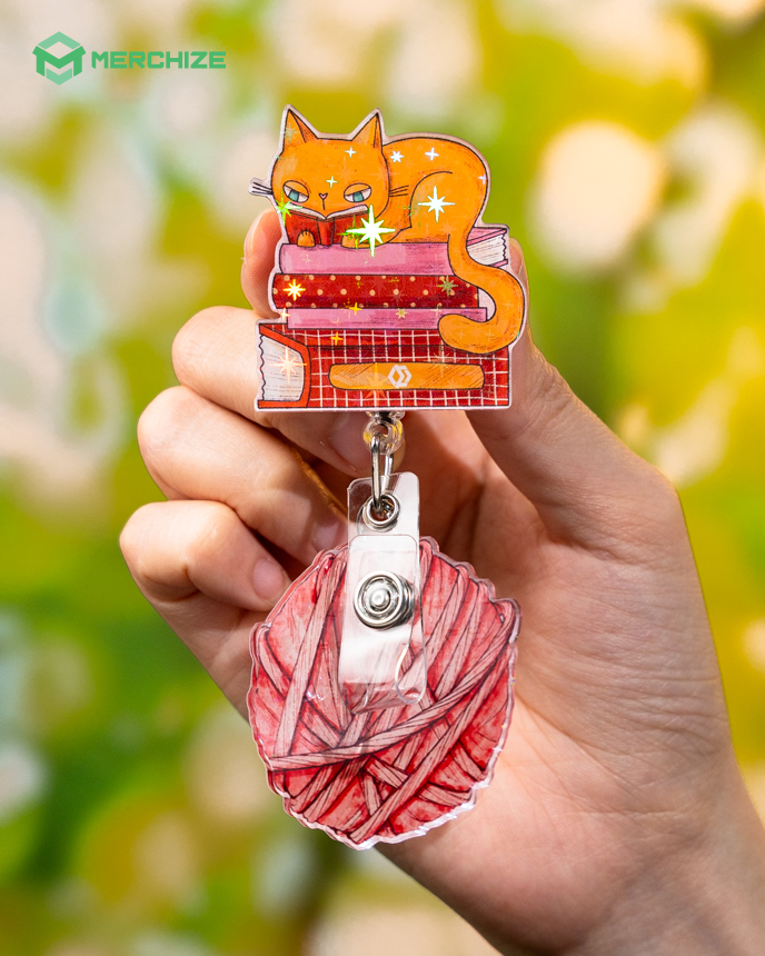 Custom Shape Hologram Badge Reel With Charm