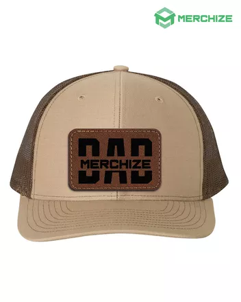 Engraved Leather Patch Snapback Trucker Cap 112 (Made in US)