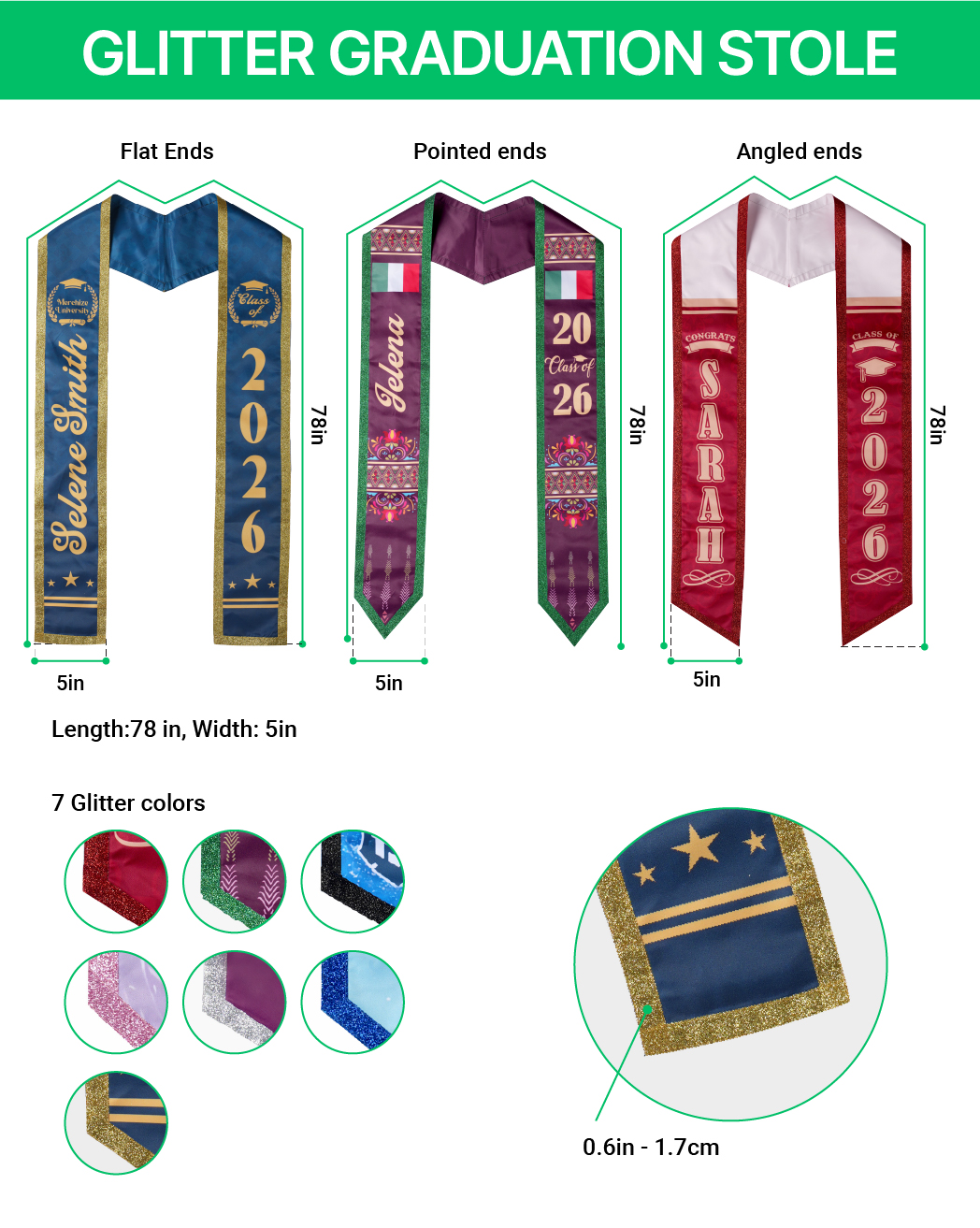 Glitter Graduation Stole