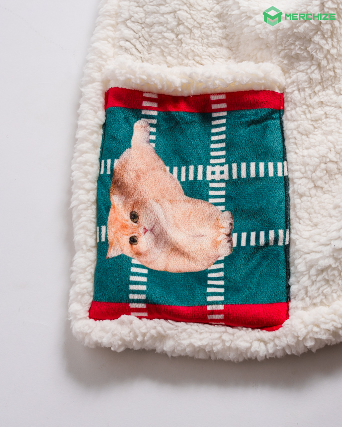 All-over Print Hooded Blanket (White Binding)