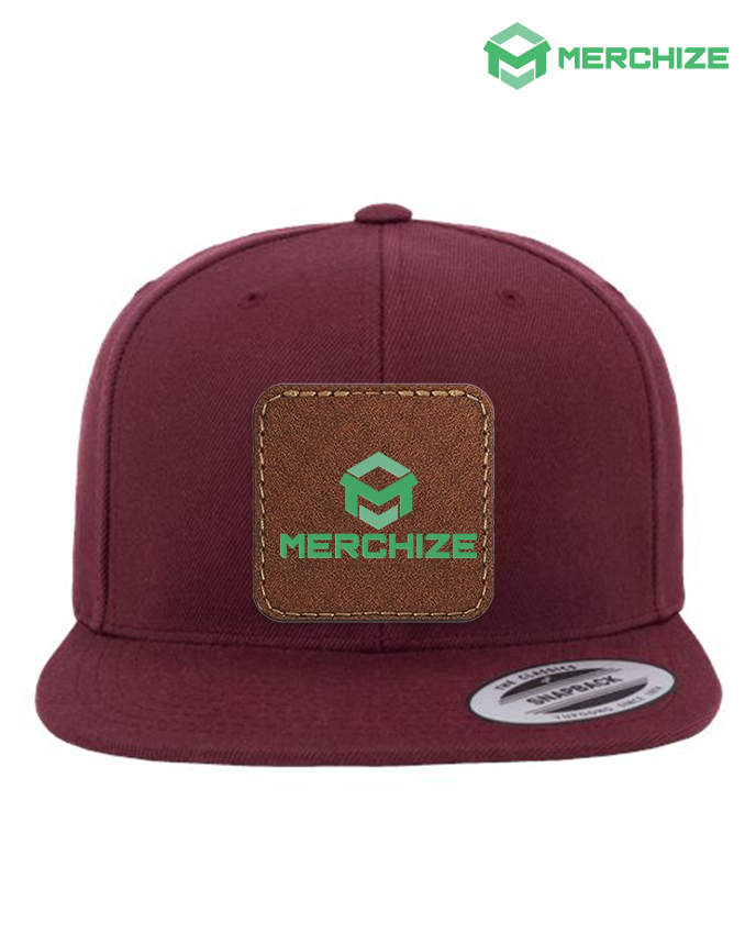 Leather Patch Premium Flat Bill Snapback Cap 6089M (Made in US)