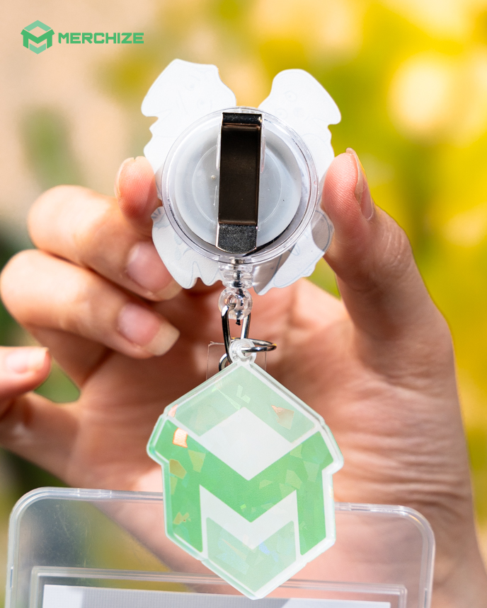 Custom Shape Hologram Badge Reel With Charm