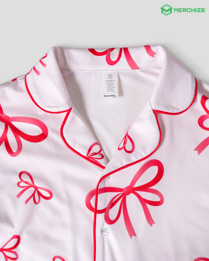 All-over Print Piping Pajamas Set with Double Pockets
