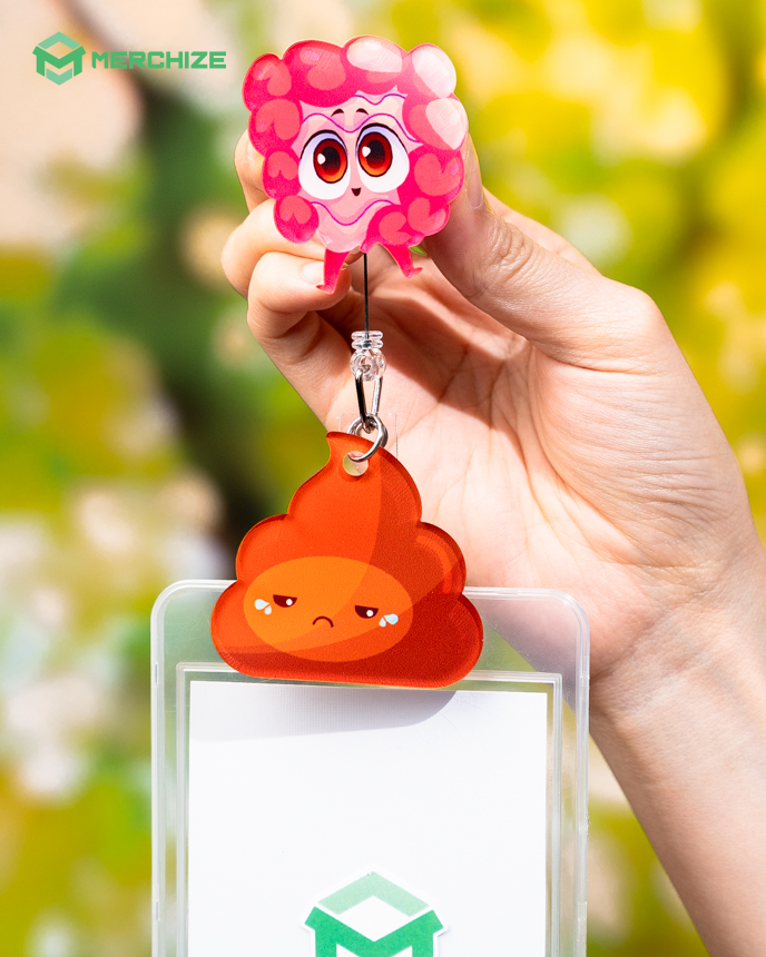 Custom Shape Acrylic Badge Reel With Charm