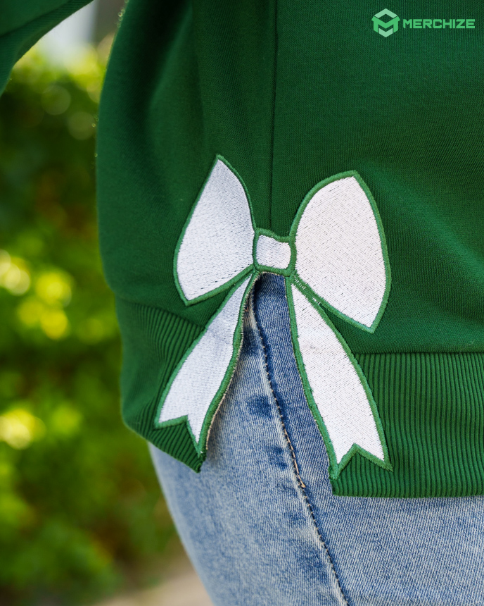 Side Bow Embroidered Sweatshirt
