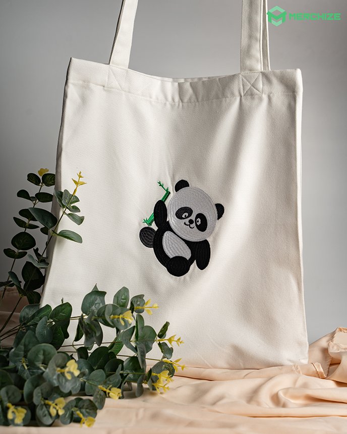 Embroidered Shopping Tote Bag
