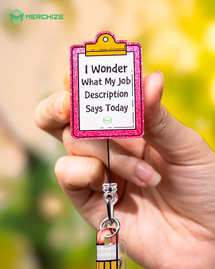 Custom Shape Acrylic Badge Reel With Charm