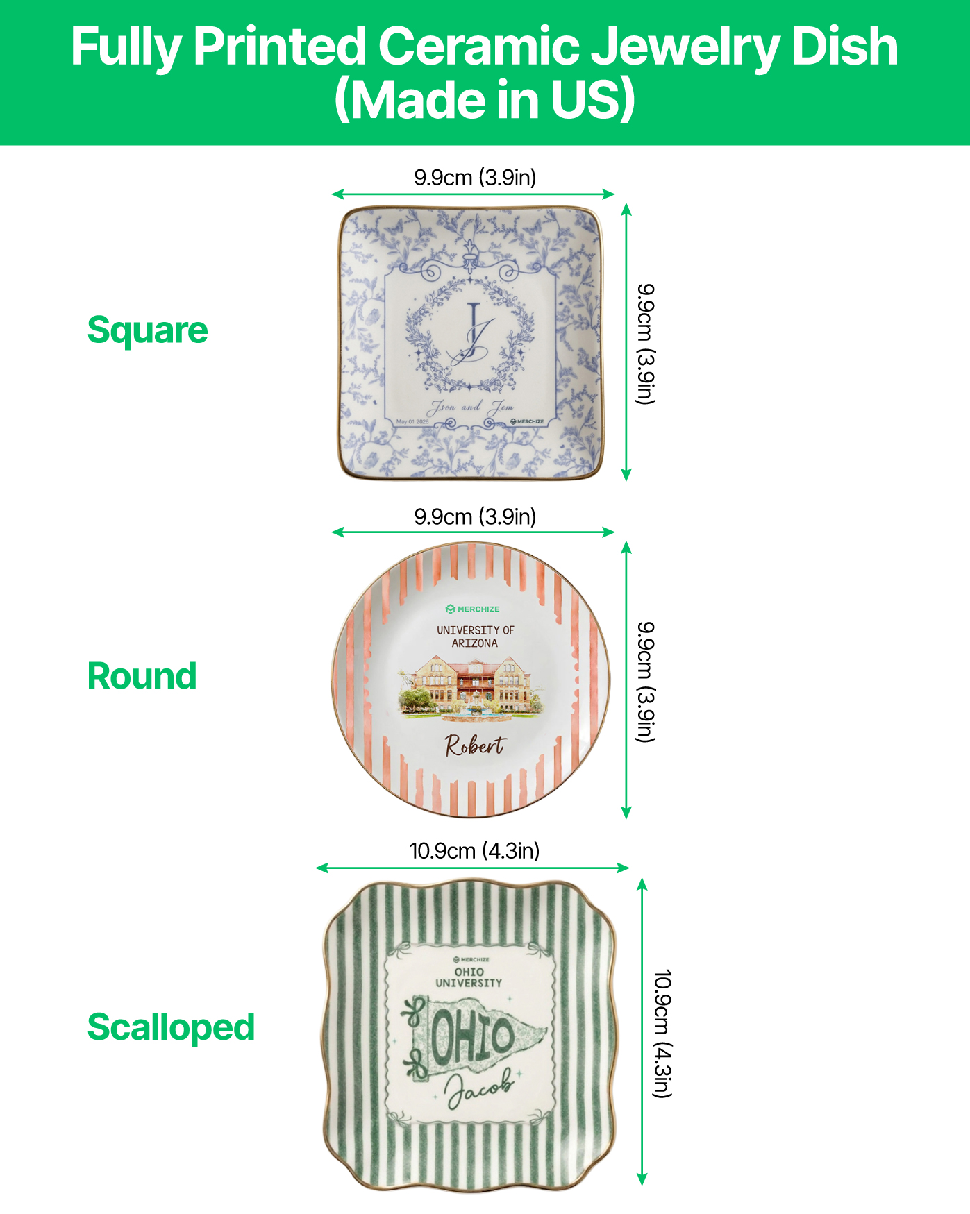 Fully Printed Ceramic Jewelry Dish (Made in US) 