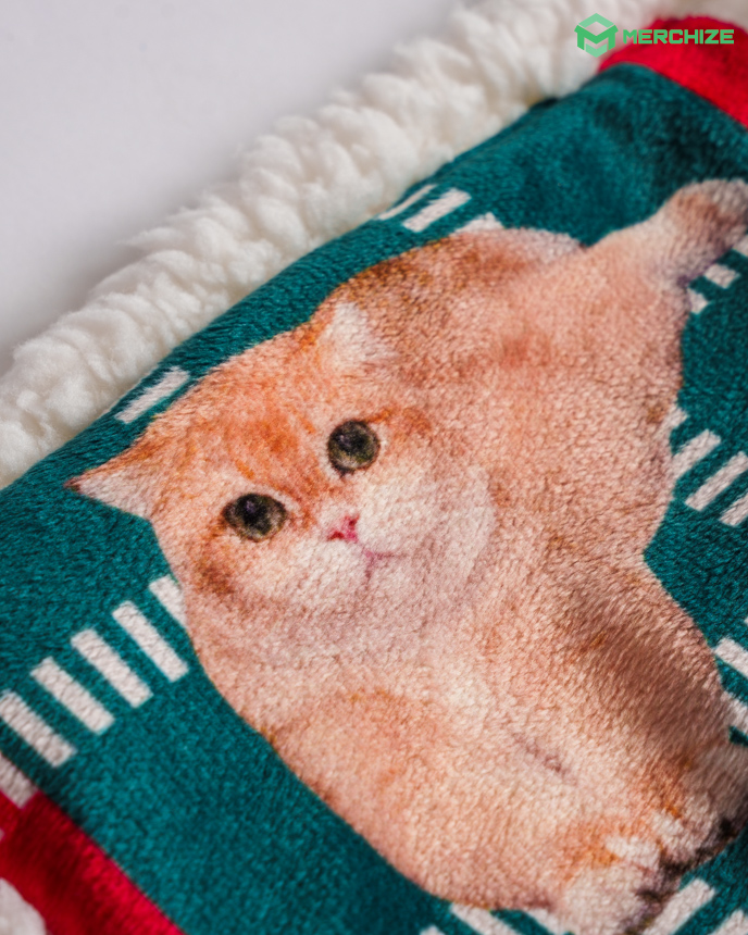 All-over Print Hooded Blanket (White Binding)