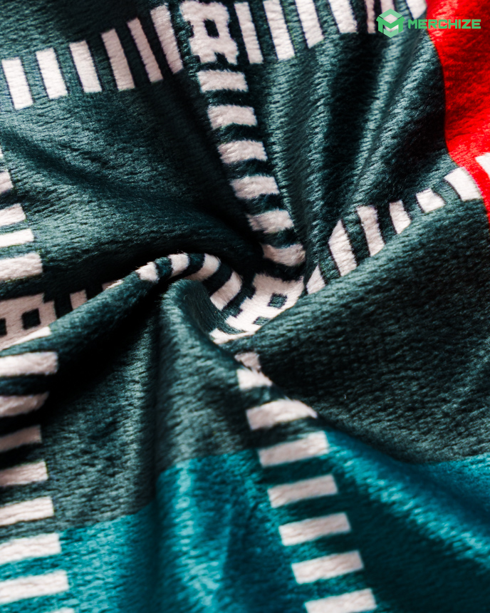 All-over Print Hooded Blanket (White Binding)