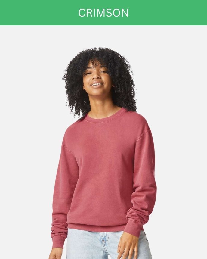 Comfort Color Garment-Dyed Lightweight Fleece Crewneck Sweatshirt 1466 (Made in US)