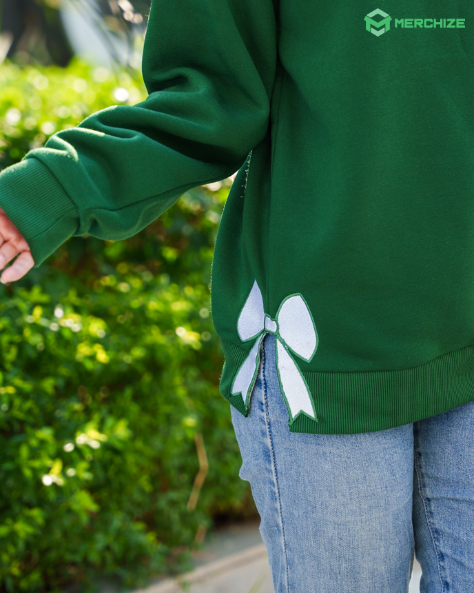Side Bow Embroidered Sweatshirt