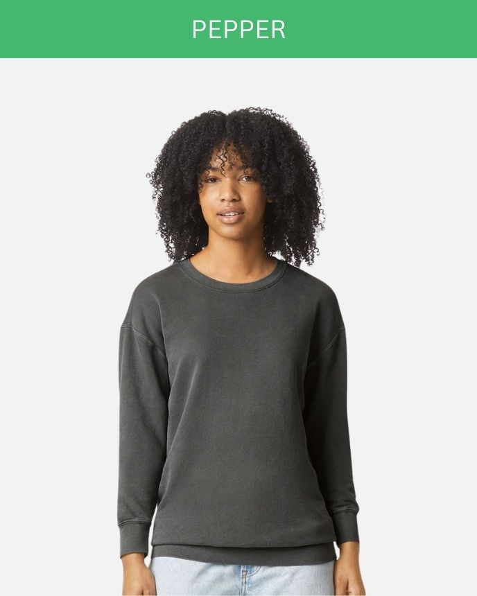 Comfort Color Garment-Dyed Lightweight Fleece Crewneck Sweatshirt 1466 (Made in US)