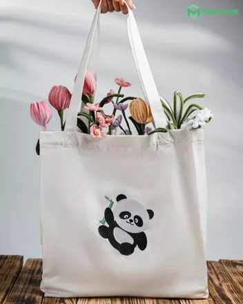Embroidered Shopping Tote Bag