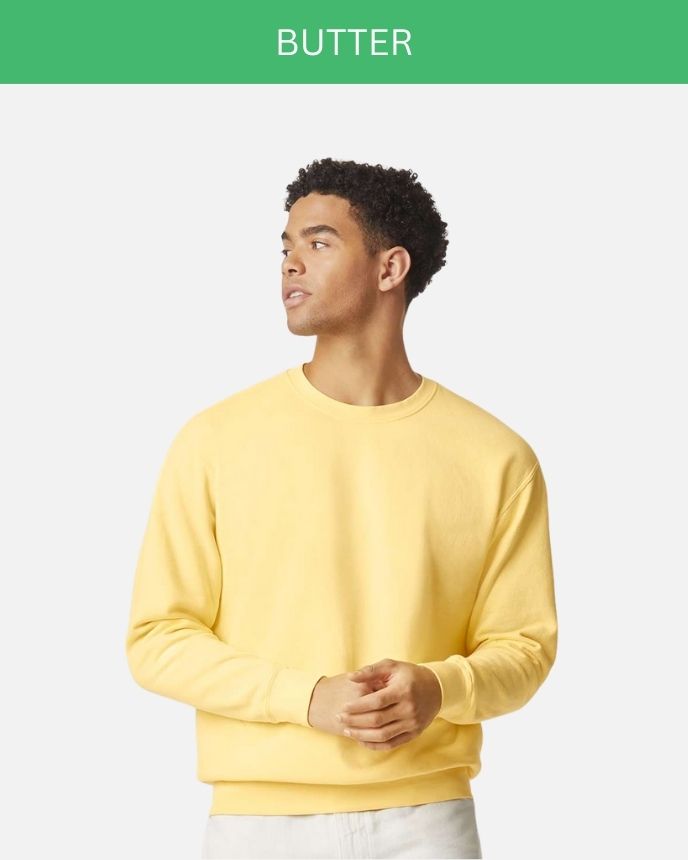 Comfort Color Garment-Dyed Lightweight Fleece Crewneck Sweatshirt 1466 (Made in US)