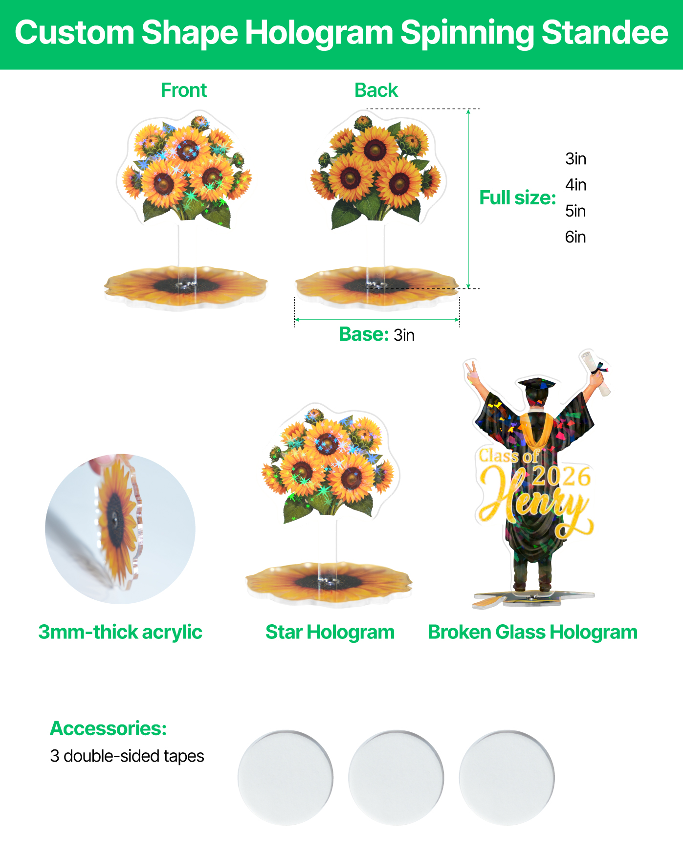 Custom Shape Hologram Spinning Standee