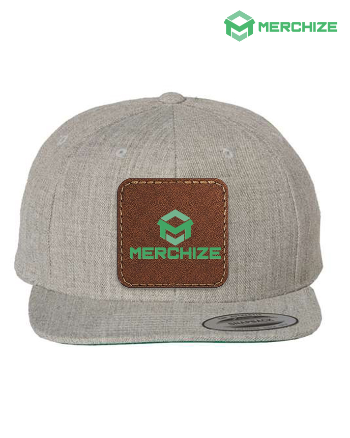 Leather Patch Premium Flat Bill Snapback Cap 6089M (Made in US)