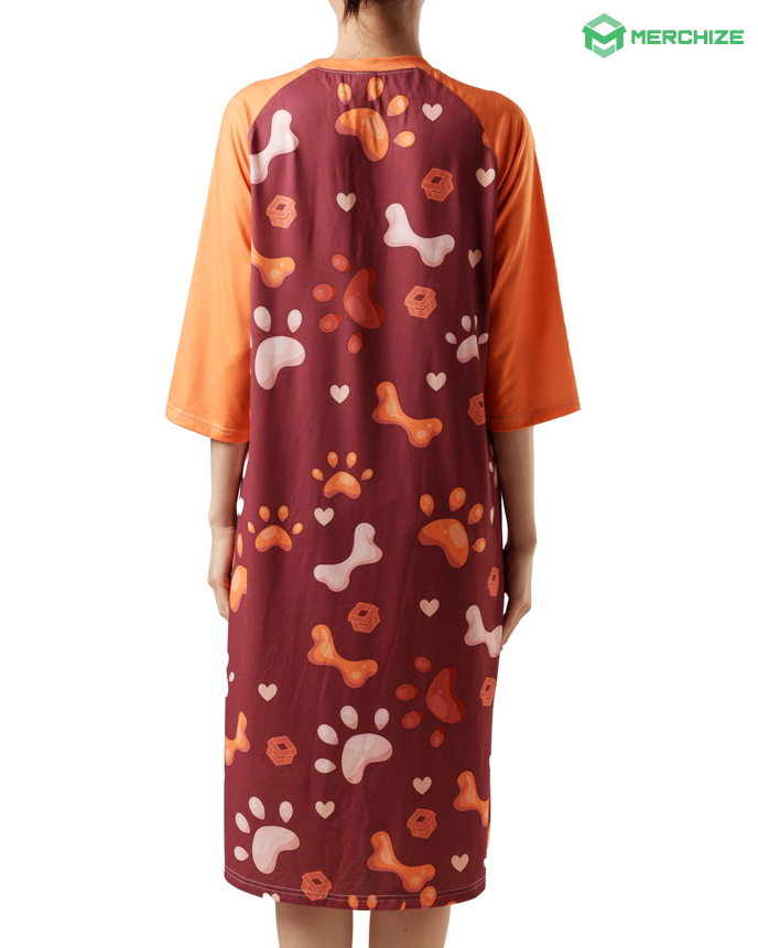 All-over Print 3/4 Sleeve Raglan Dress