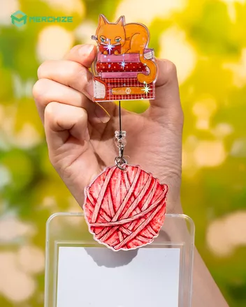 Custom Shape Hologram Badge Reel With Charm