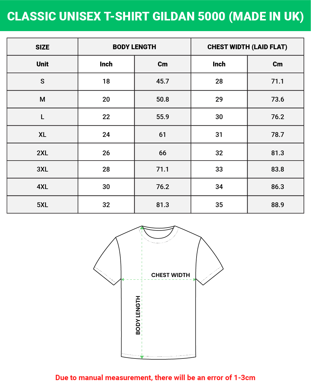 Classic Unisex T-Shirt Gildan 5000 (Made In UK)
