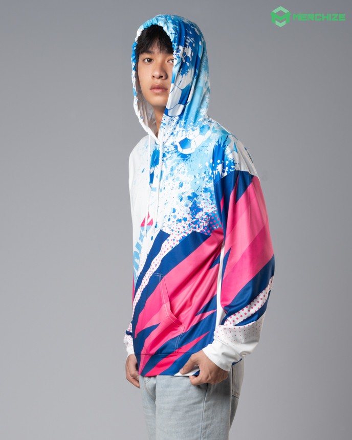 All-over Print Long Sleeve Hooded T-shirt (With Pocket) left side