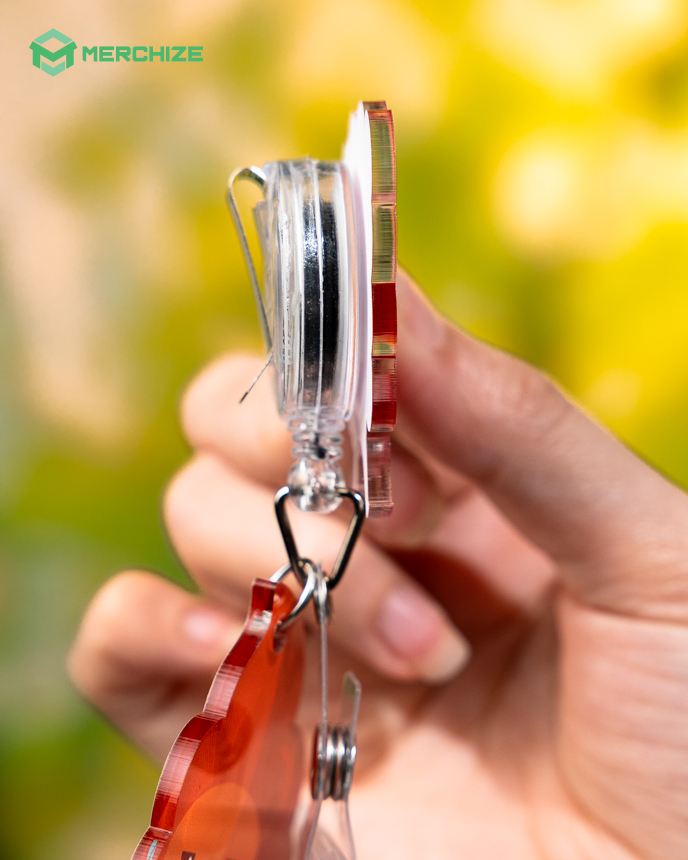 Custom Shape Acrylic Badge Reel With Charm