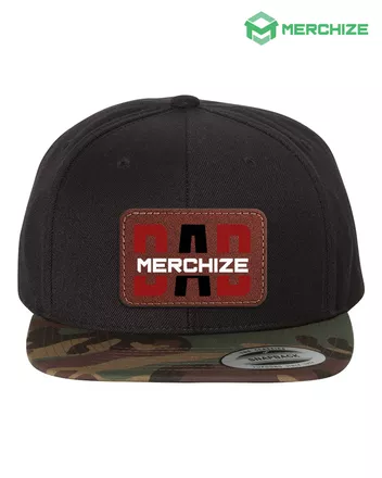 Leather Patch Premium Flat Bill Snapback Cap 6089M (Made in US)