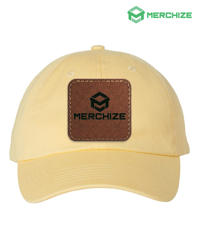 Engraved Leather Patch Bio-Washed Classic Dad Hat VC300A (Made in US)