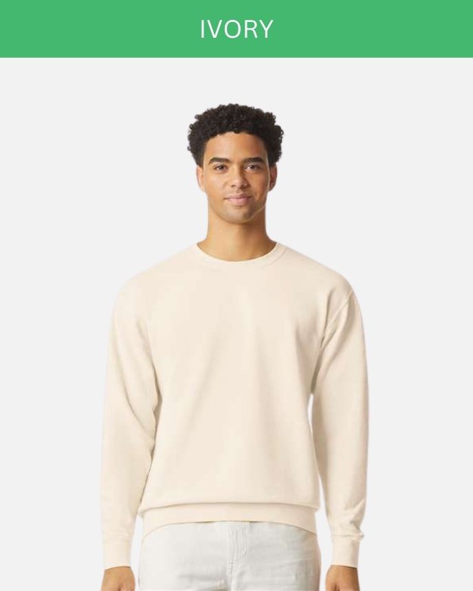 Comfort Color Garment-Dyed Lightweight Fleece Crewneck Sweatshirt 1466 (Made in US)
