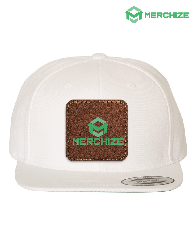 Leather Patch Premium Flat Bill Snapback Cap 6089M (Made in US)