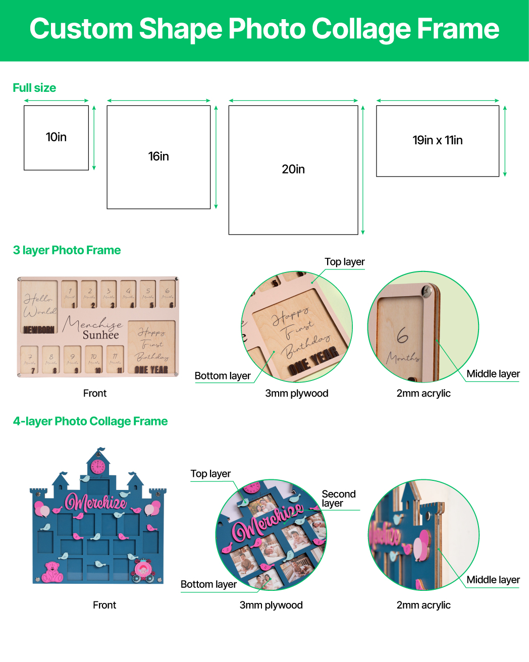 Custom Shape Photo Collage Frame