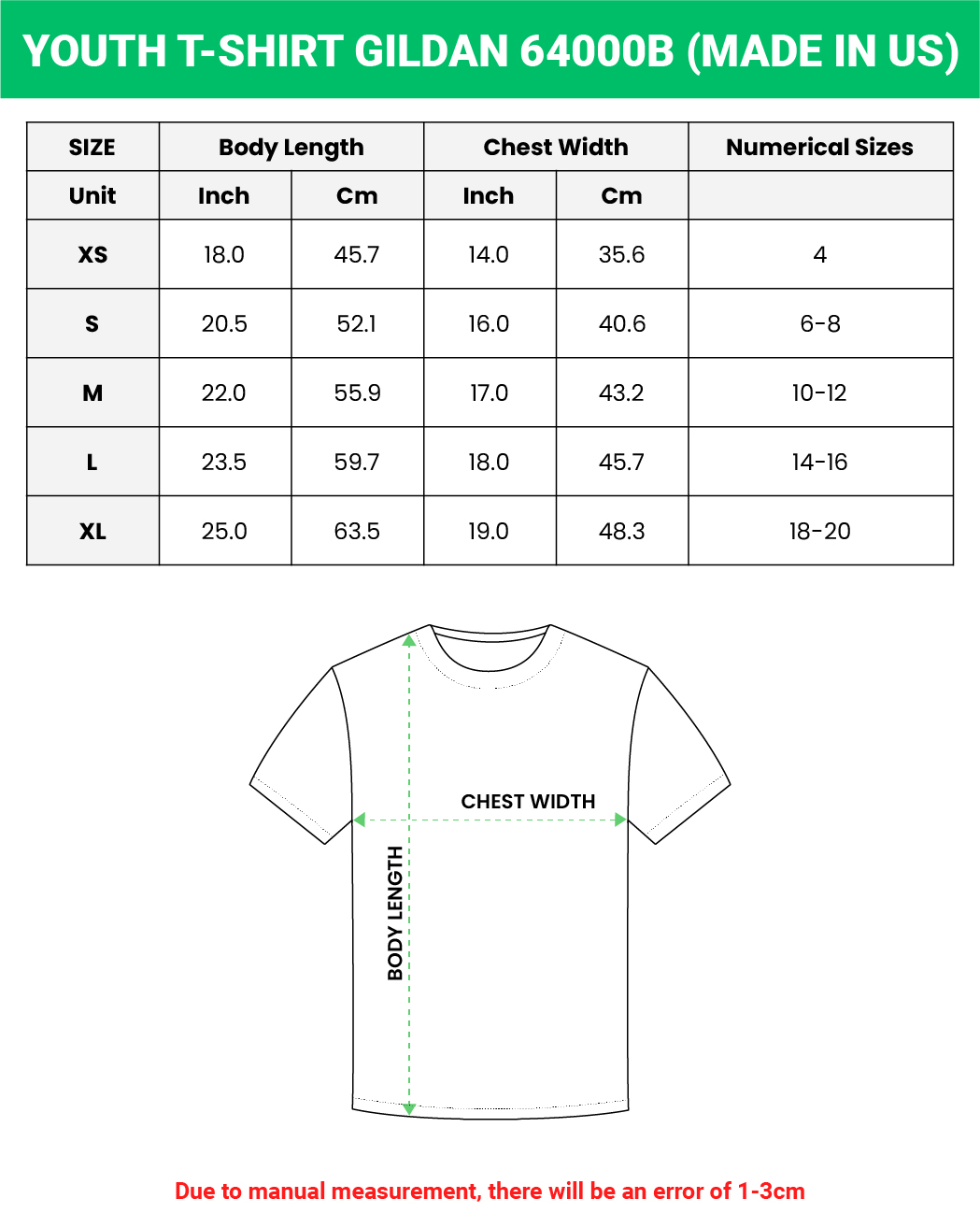 Youth T-shirt Gildan 64000B (Made in US)