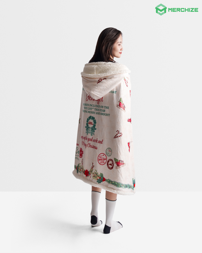All-over Print Hooded Blanket (White Binding)