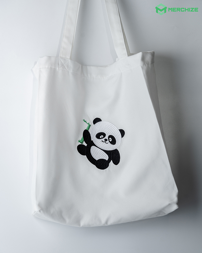 Embroidered Shopping Tote Bag